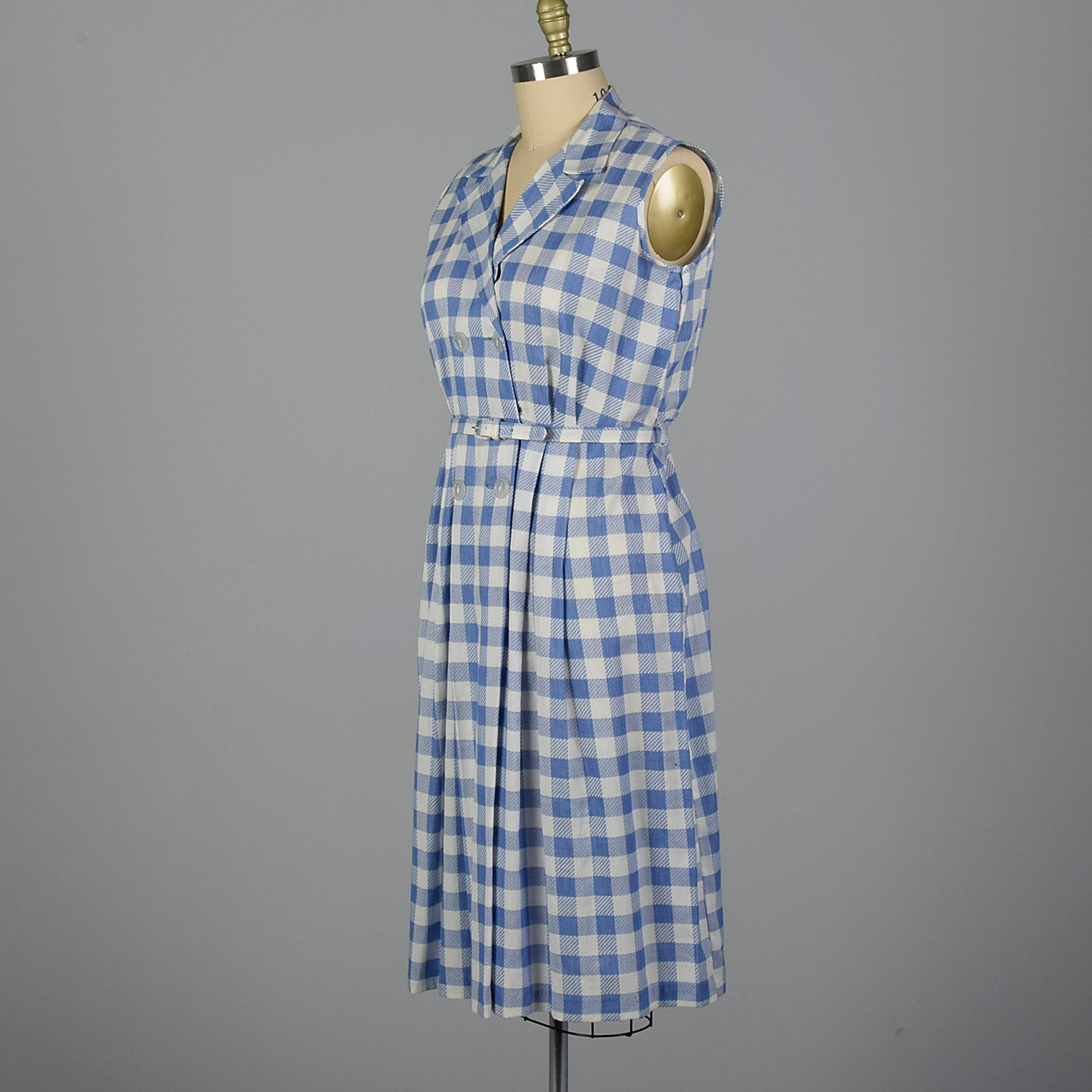 1950s Blue and White Gingham Day Dress