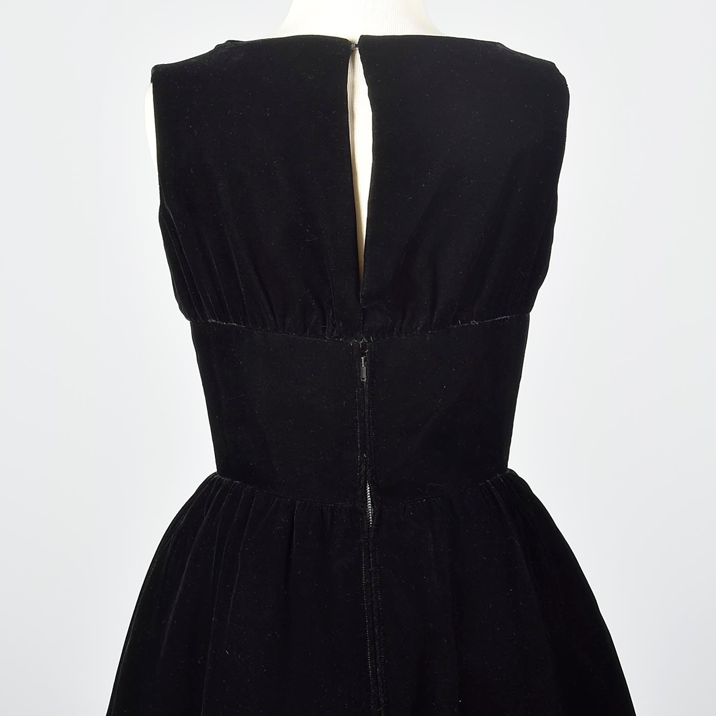 1950s Suzy Perette Little Black Velvet Dress with Dramatic Overskirt
