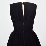 1950s Suzy Perette Little Black Velvet Dress with Dramatic Overskirt