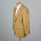 1970s Mens Houndstooth Blazer in Brown Wool