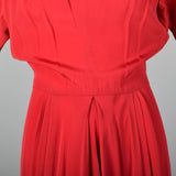 1940s Red Rayon Gown with Gorgeous Skirt