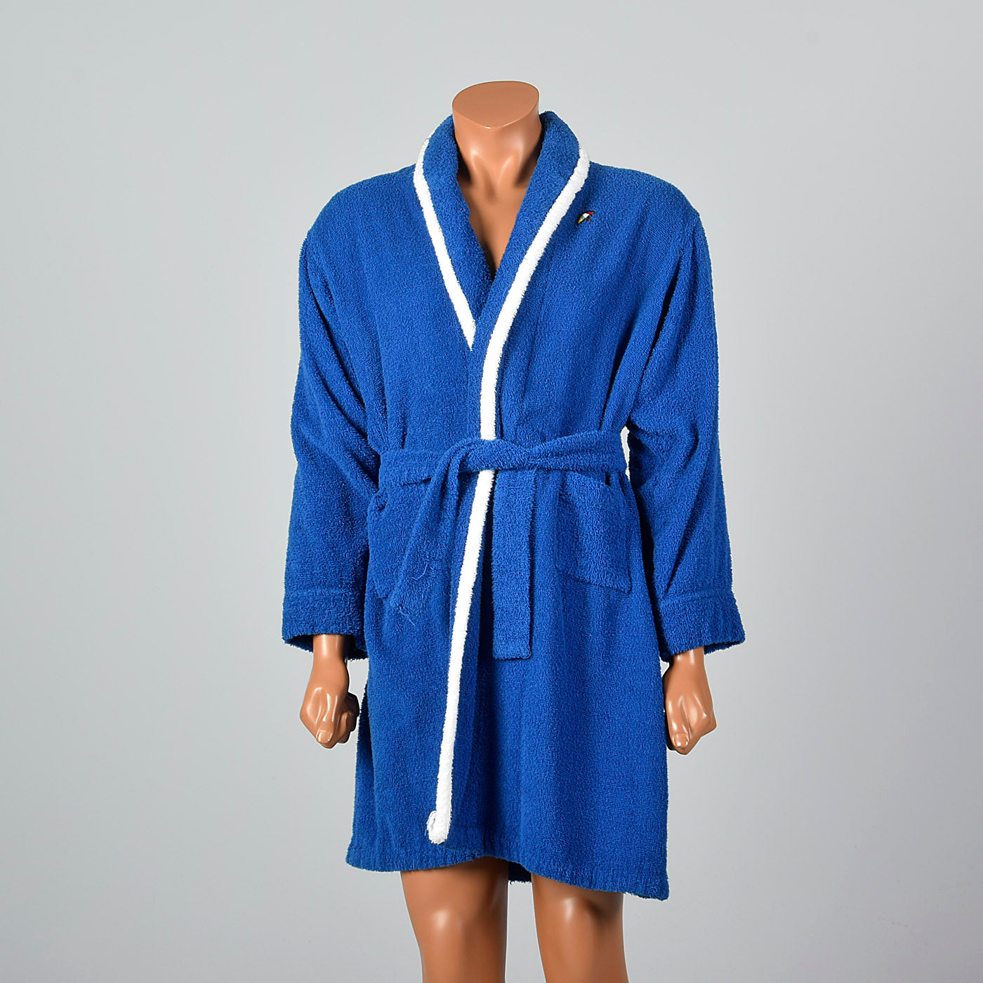 1960s Mens Blue Terry Cloth Robe