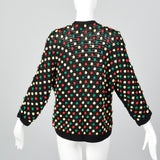 1960s Black Sweater with Multicolored Pom Poms