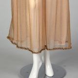 1950s Beige Nightgown with Ruffle Bust