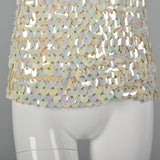 Large 1960s Sleeveless Knit Sweater with Dangling Paillettes