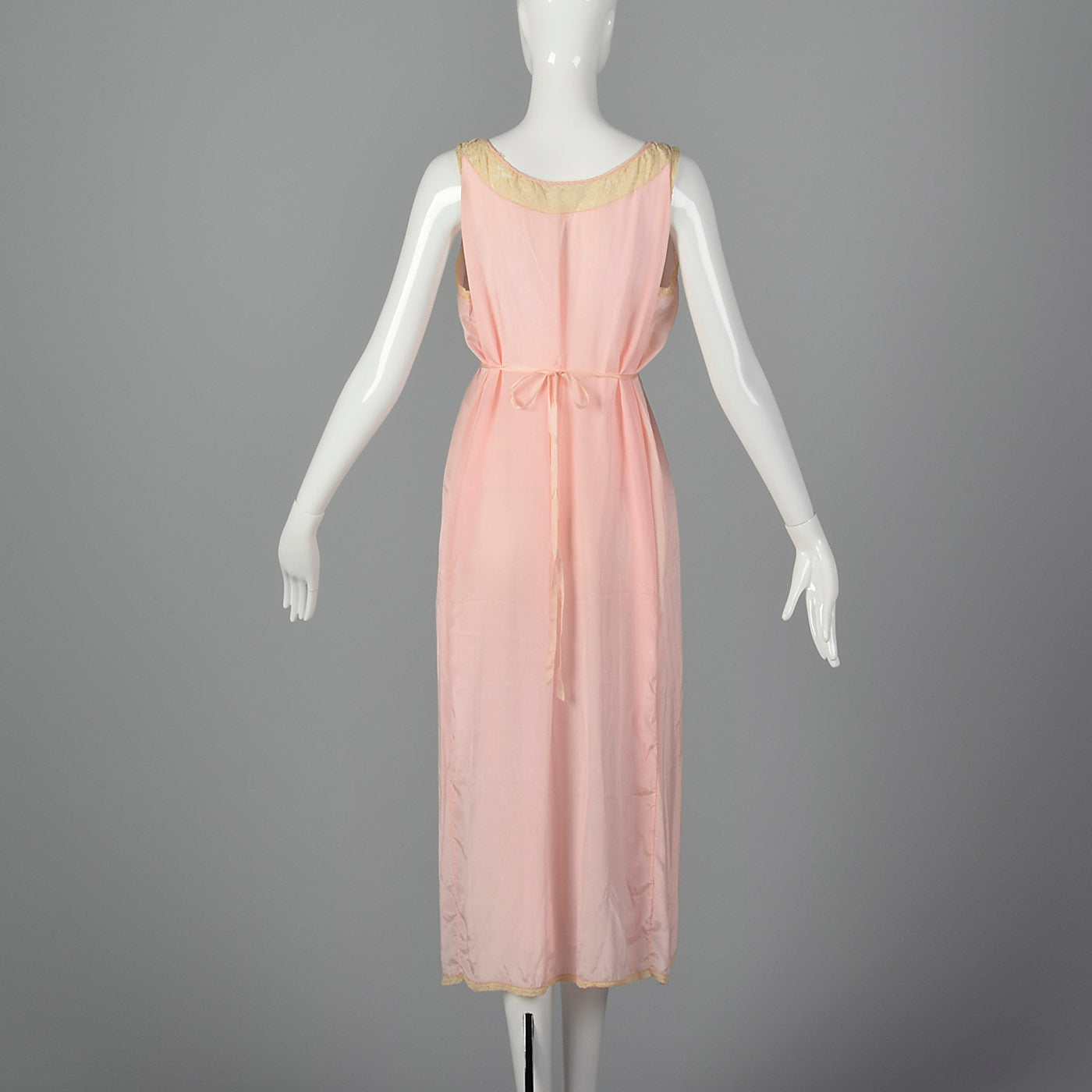 1920s Pink Nightgown with Lace Trim