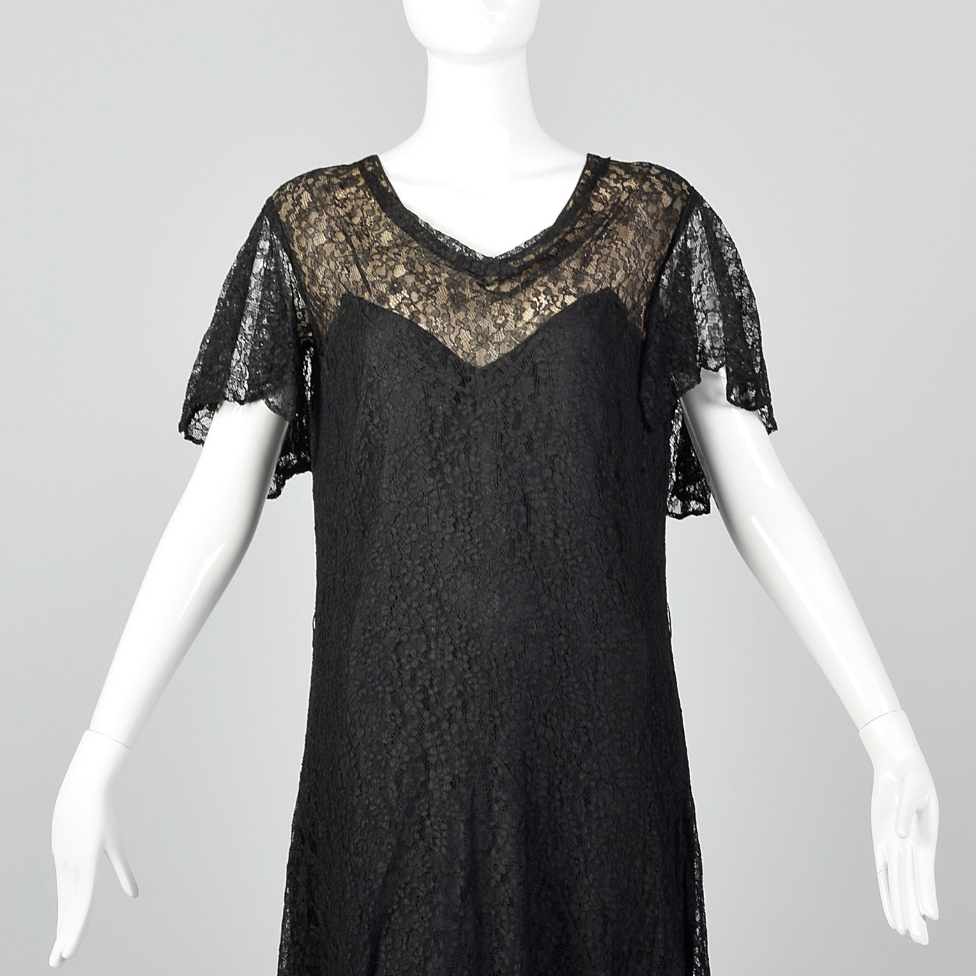 1930s Black Lace Overlay Dress