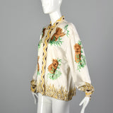 Large Escada 1980s Silk Koala Print Blouse