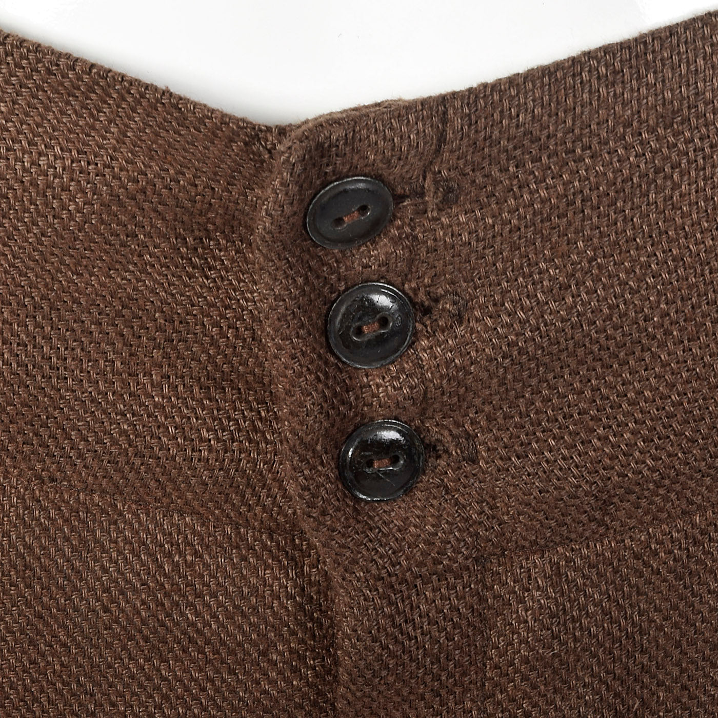 1990s Brown Linen Skirt with Button Front