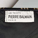 1970s Pierre Balmain Formal Black Maxi Dress with Geometric Gold Lurex Design