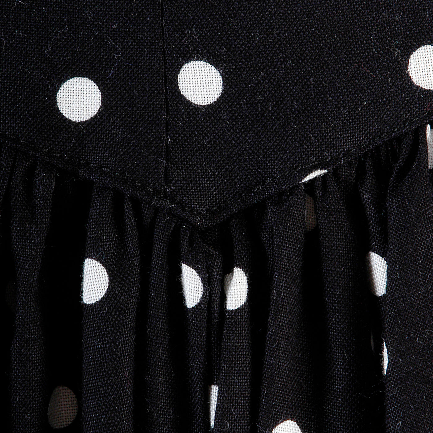 1980s I. Magnin Off Shoulder Party Dress in Black with White Polka Dots