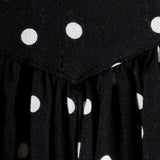 1980s I. Magnin Off Shoulder Party Dress in Black with White Polka Dots