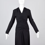 1940s Mary Muffet Black Rayon Crepe Dress