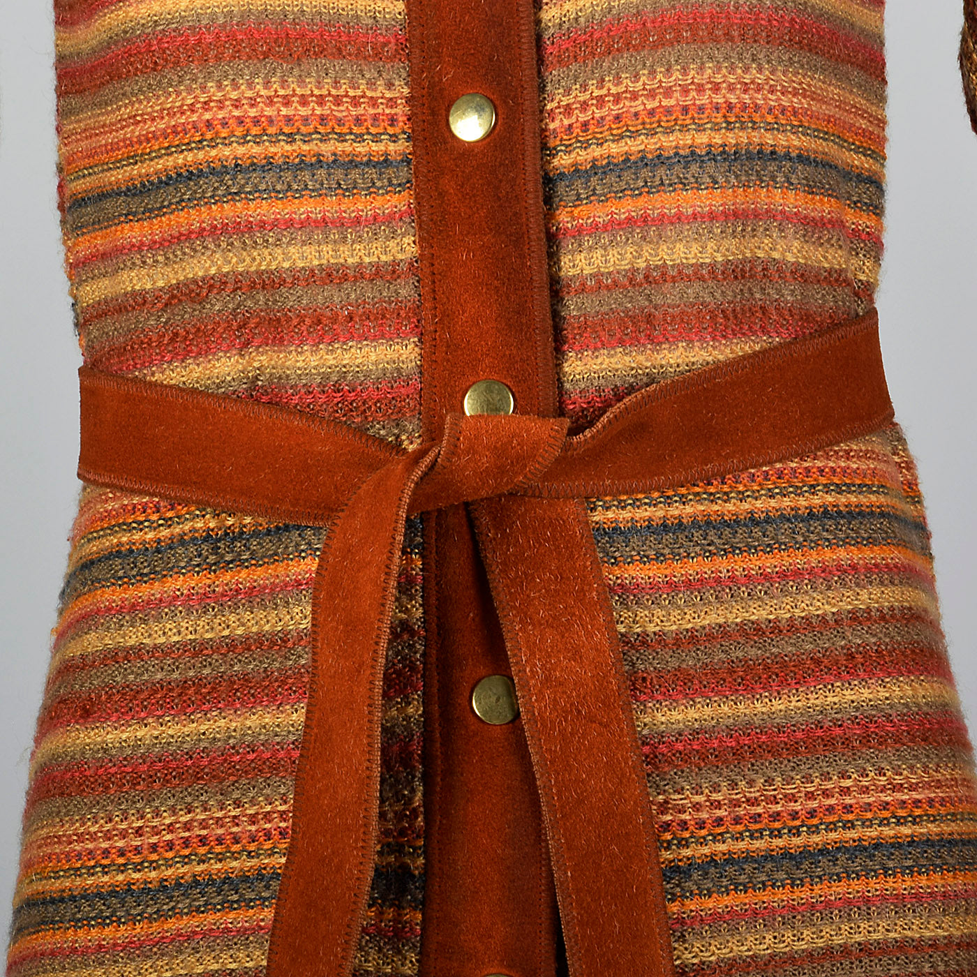 1960s Pierre Cardin Bohemian Separates Leather Skirt & Cardigan Sweater