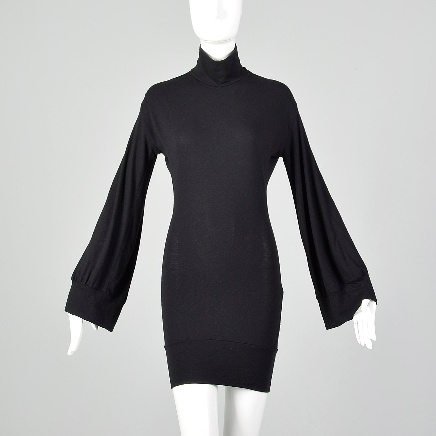 XS Yohji Yamamoto Sexy Black Bell Sleeve Dress