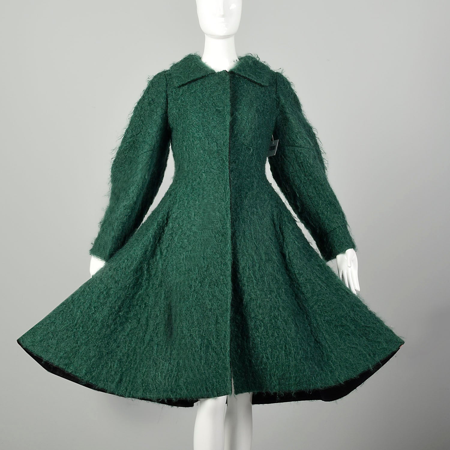 XS F/W 2007 Alberta Ferretti Green Mohair Princess Coat