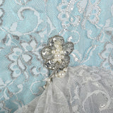 Small 1980s Blue Silver Sleeveless Layered Lace Asymmetric Calypso Mermaid Prom Dress