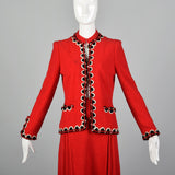 Small 1960s Adolfo Red Knit Skirt Suit