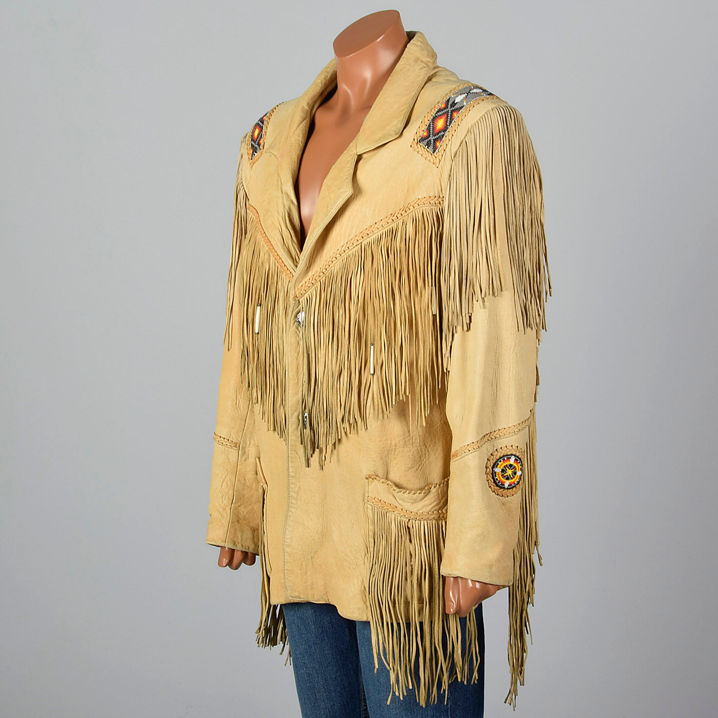 1990s Mens Leather Fringe Jacket