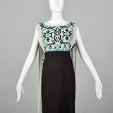 1970s Black Gauze Dress with Back Panel