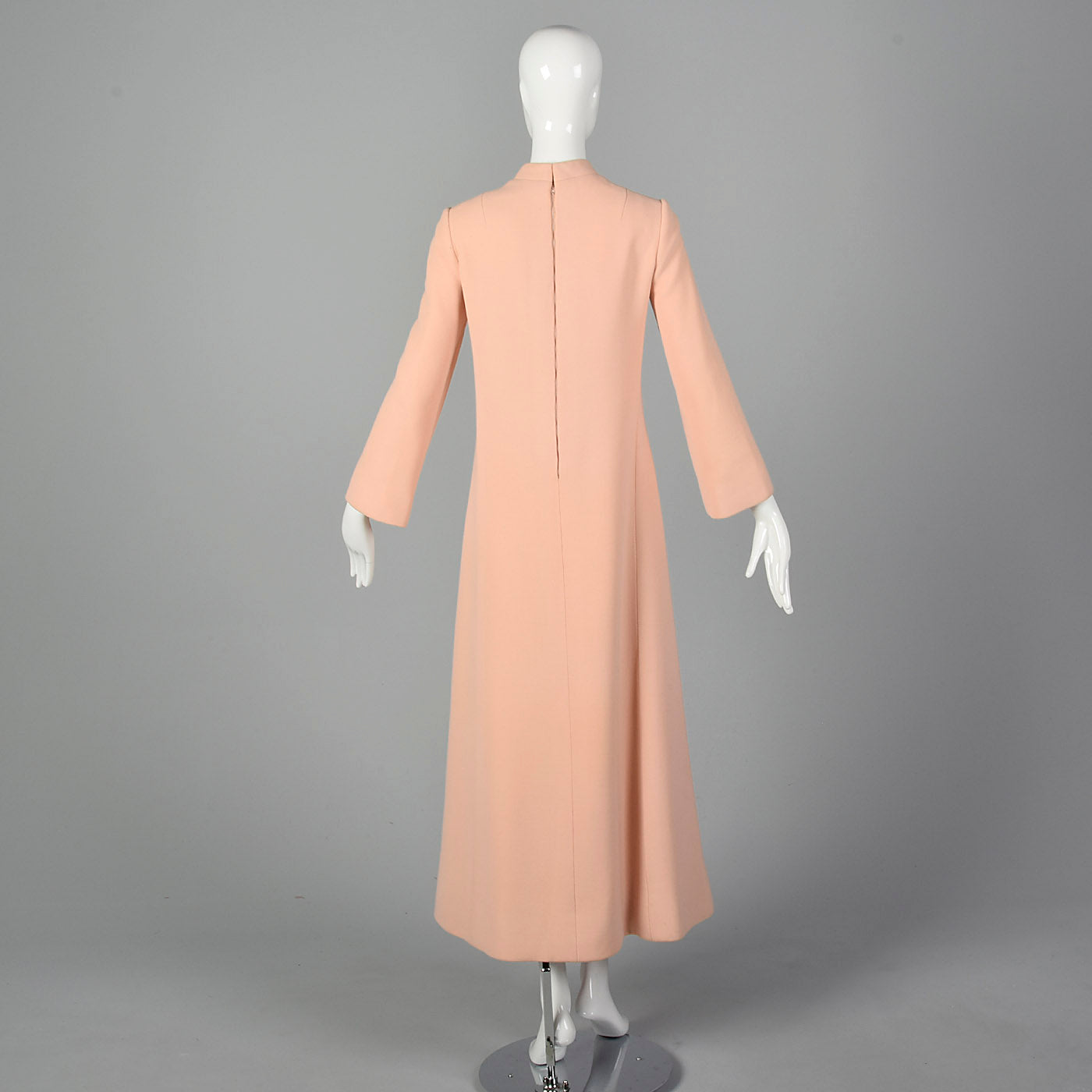 Small 1960s George Halley Blush Pink Gown Long Sleeve Winter Formal Wedding Dress