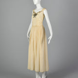 1940s Cream Taffeta Wedding Dress with Sequin Bodice