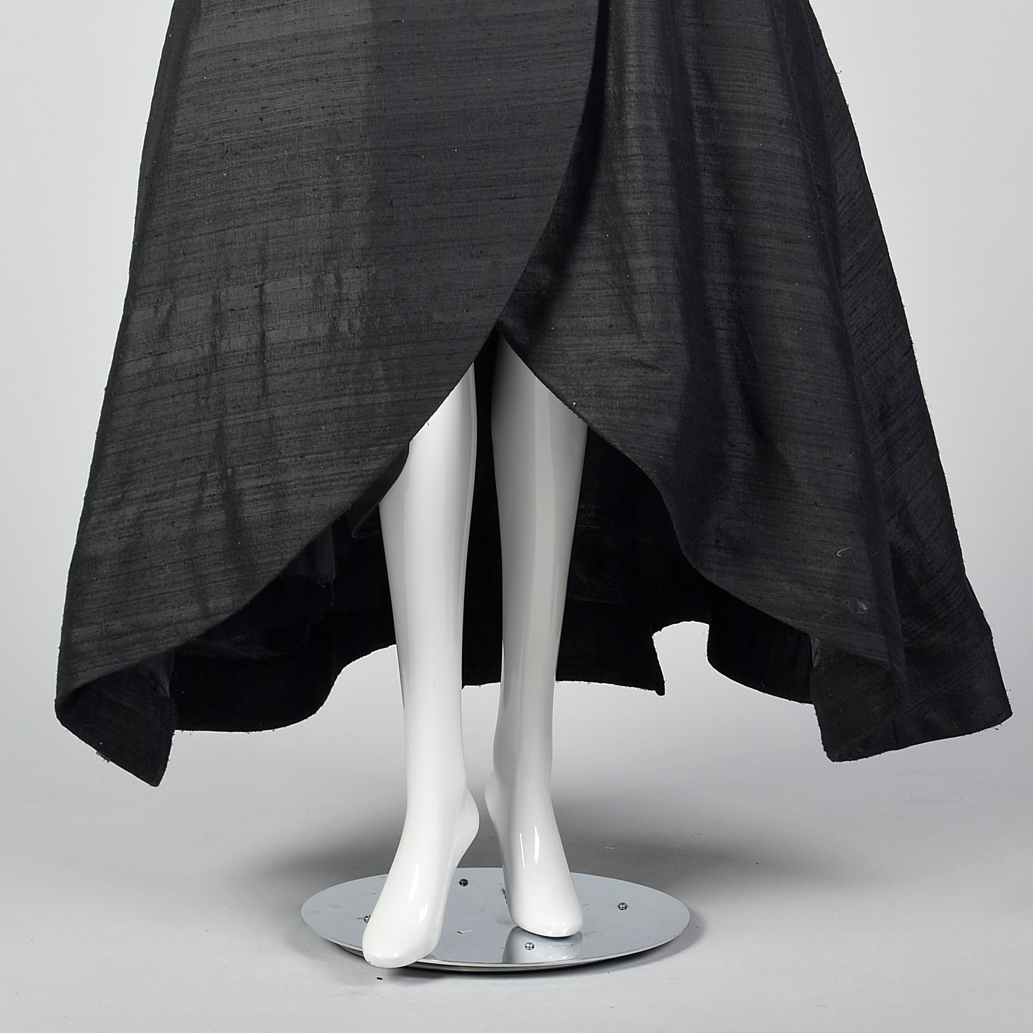 1980s Victor Costa Black Petal Skirt Dress