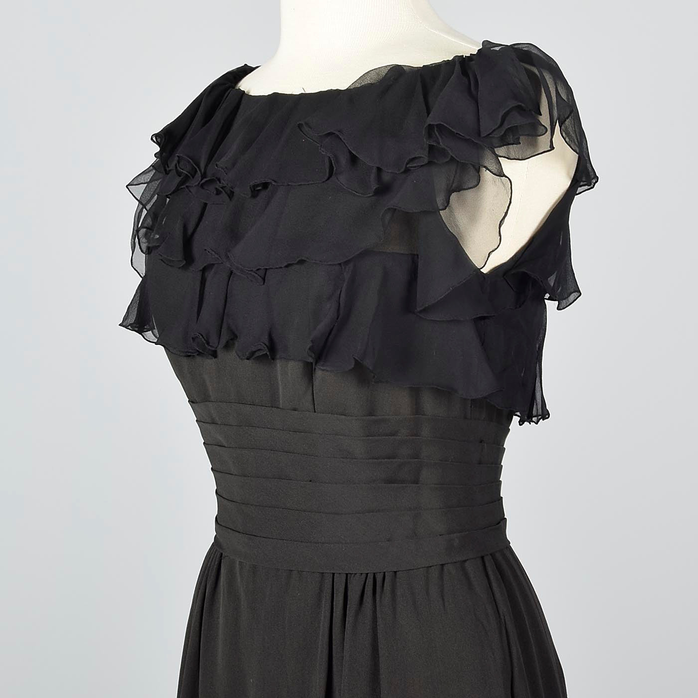 1940s Black Cocktail Dress with Chiffon Bust