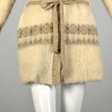 Small 1970s Coat Bohemian Hippie Autumn Wool Sweater Cardigan Vintage Outerwear