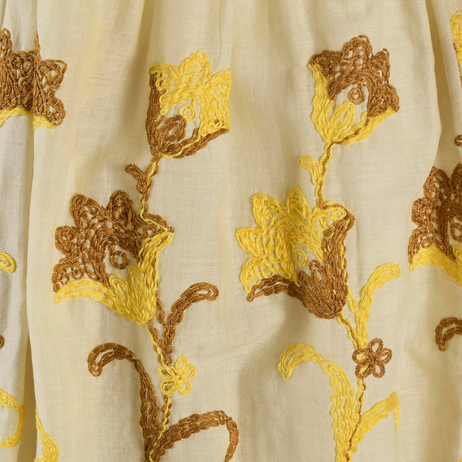 1950s Yellow Day Dress with Floral Embroidery