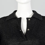 Large 1970s Black Lurex Knit Dress