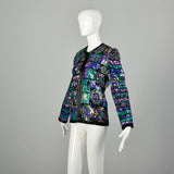 Large 1990s Geometric Color Block Sequin Jacket Holiday Party Separates