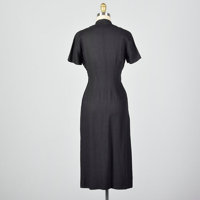 1950s Black Pencil Dress with Pussybow