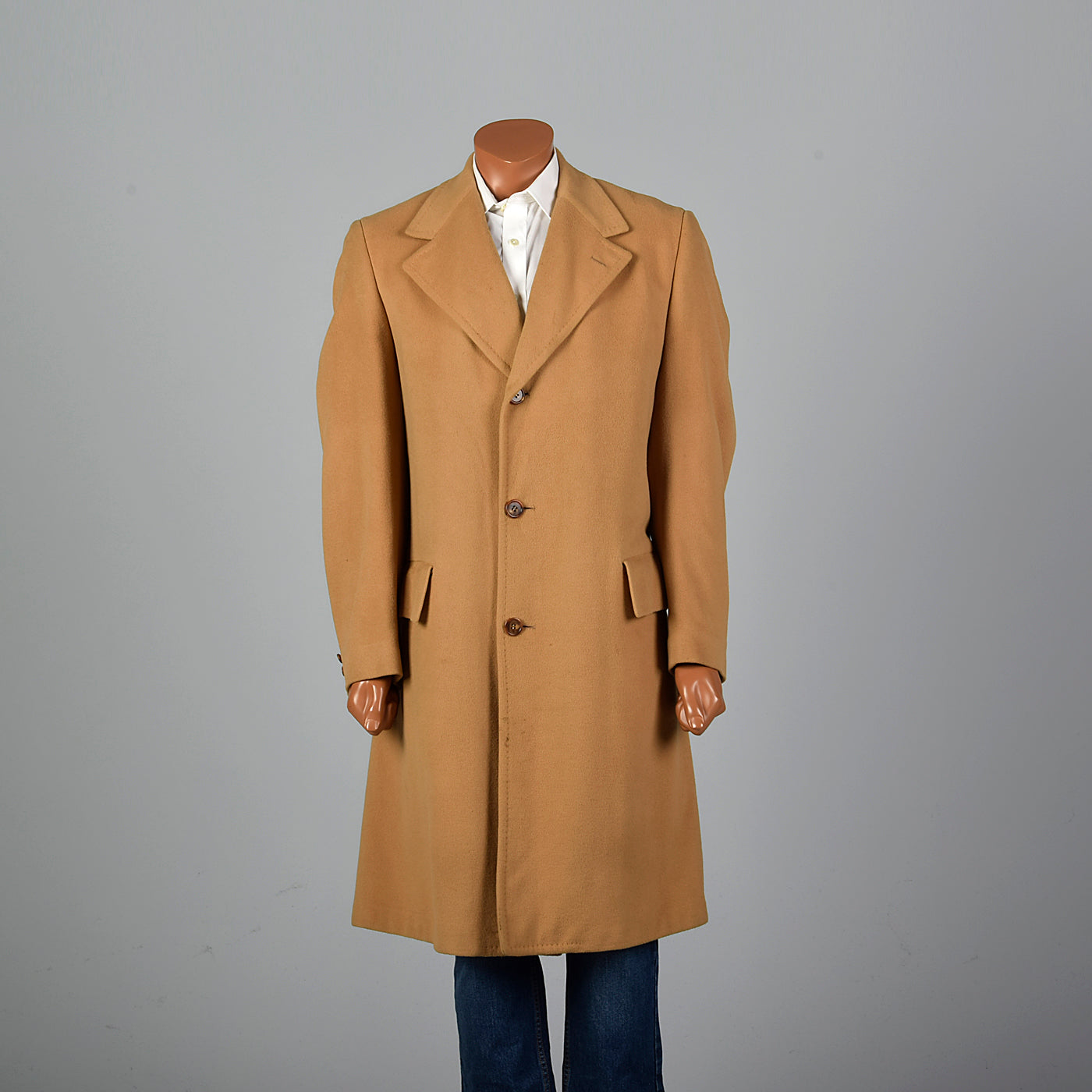 1970s Mens Dhalishan Cashmere Tan Coat