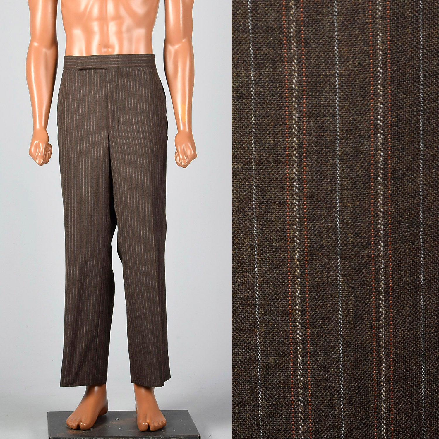 Large 1960s Brown Pinstripe Pants