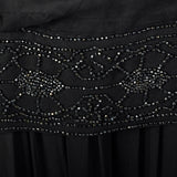 1920s Black Silk Chiffon Dress with Steel Beads