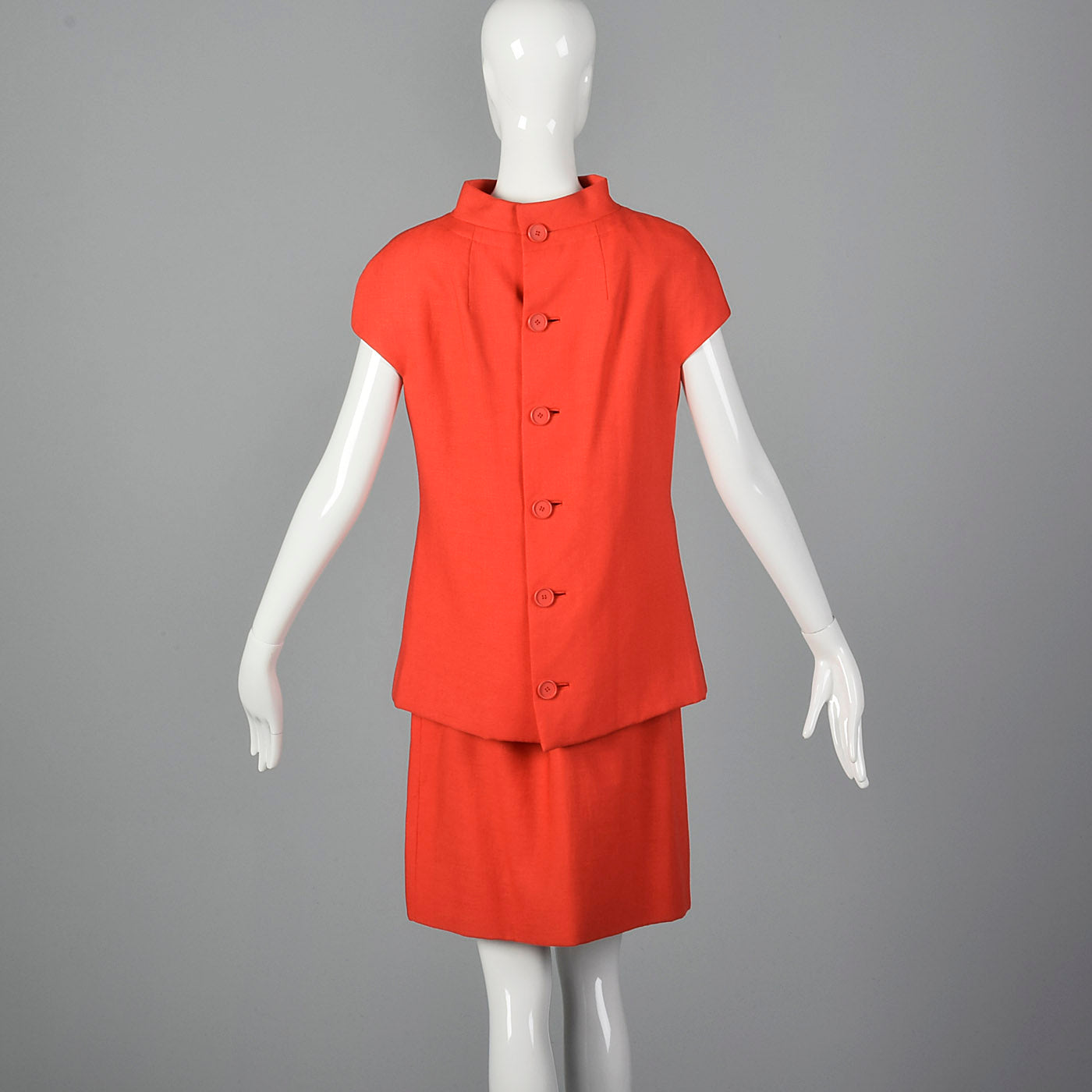 1960s Geoffrey Beene Orange Linen Skirt Suit
