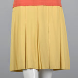 1930s Yellow Rayon Day Dress with Striped Bodice