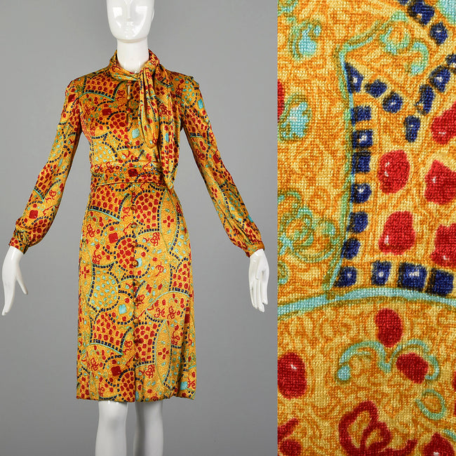 Small 1960s Gino Charles Malcolm Starr Psychedelic Velvet Dress