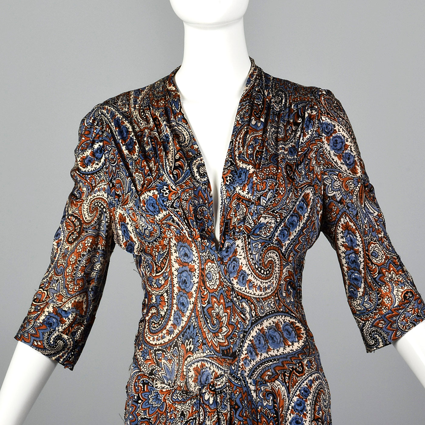 1940s Paisley Print Dress in Jersey Knit