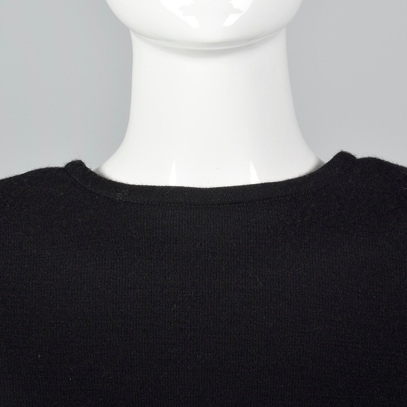 1980s Black Knit Dress with Colorful Silk Batwing Sleeves
