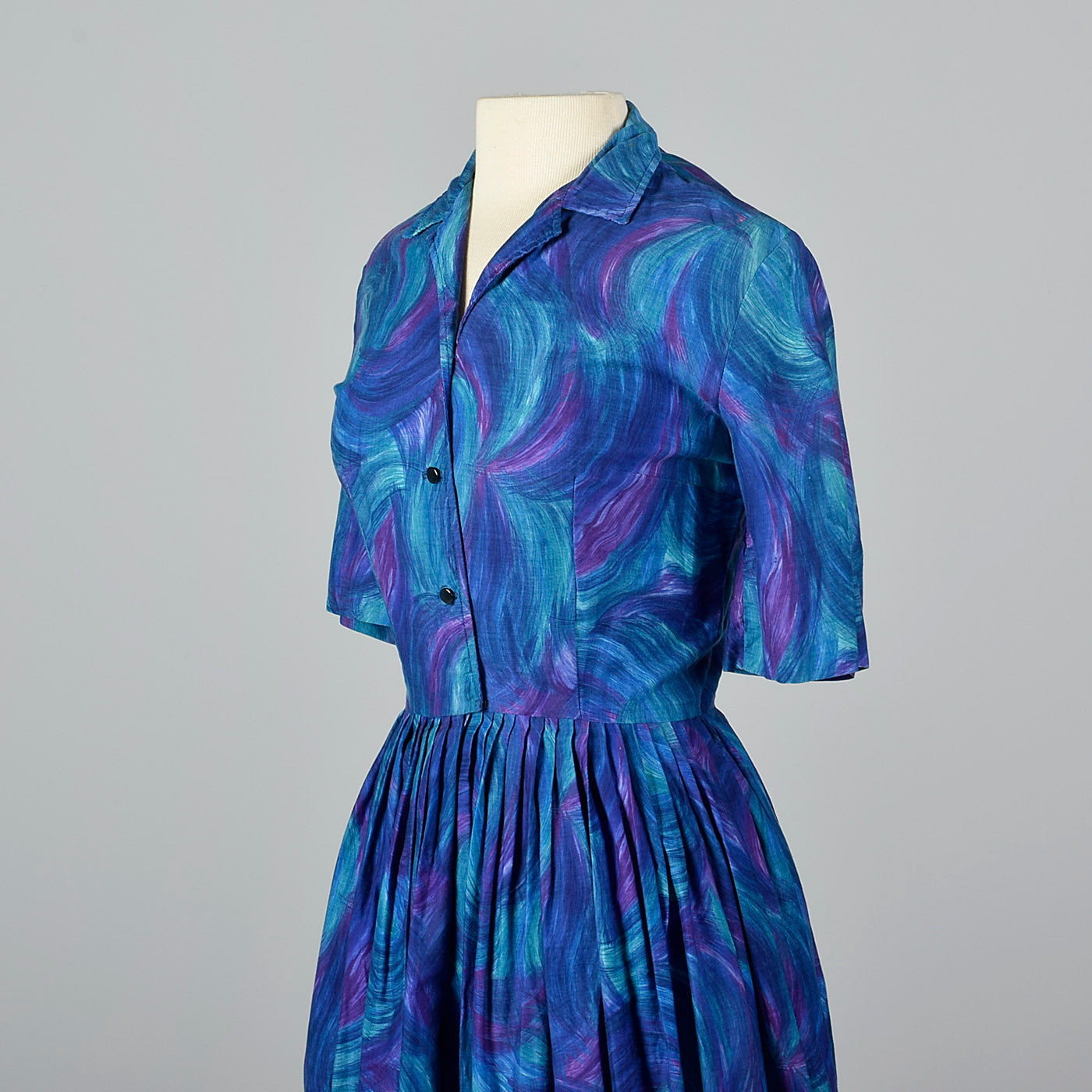 1950s Blue and Purple Day Dress