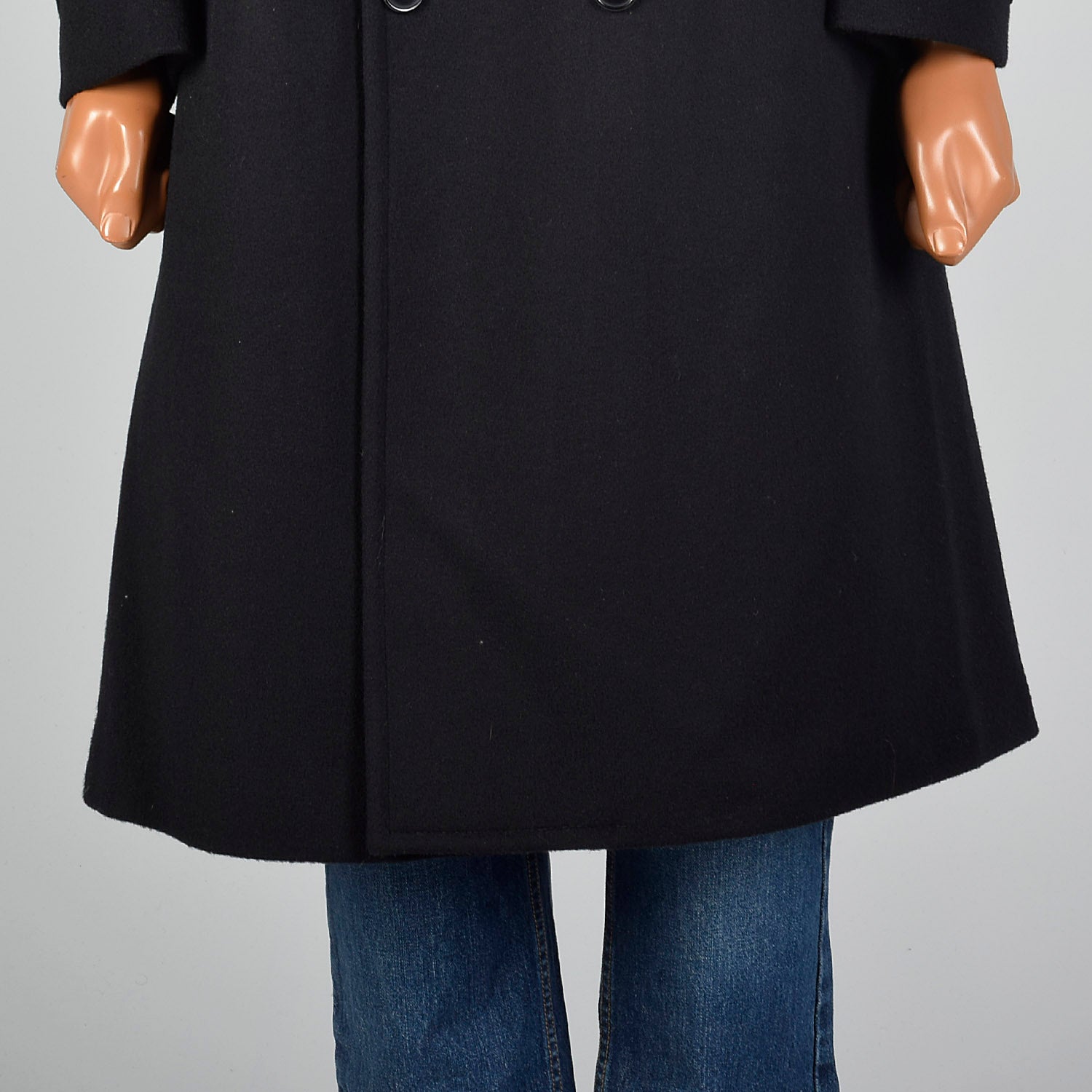 1980s Black Wool Heavy Overcoat
