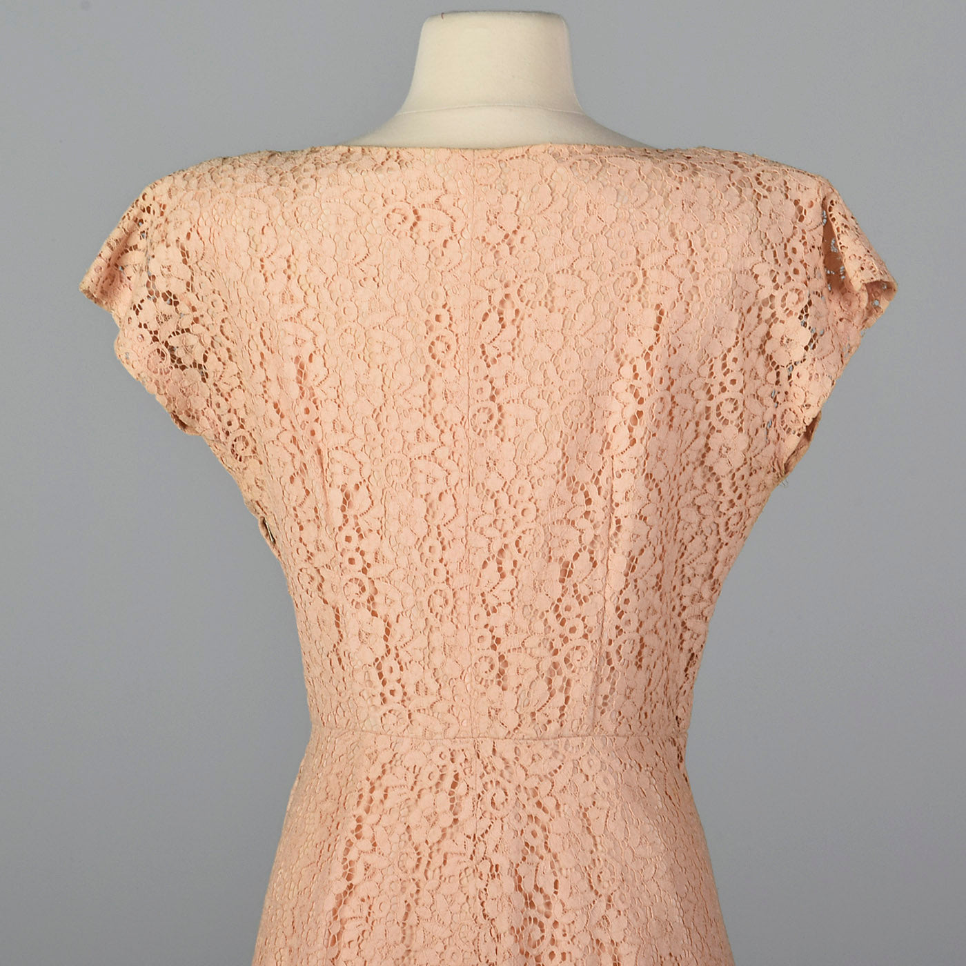 1950s Pink Lace Dress with Beaded Bodice