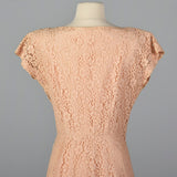 1950s Pink Lace Dress with Beaded Bodice