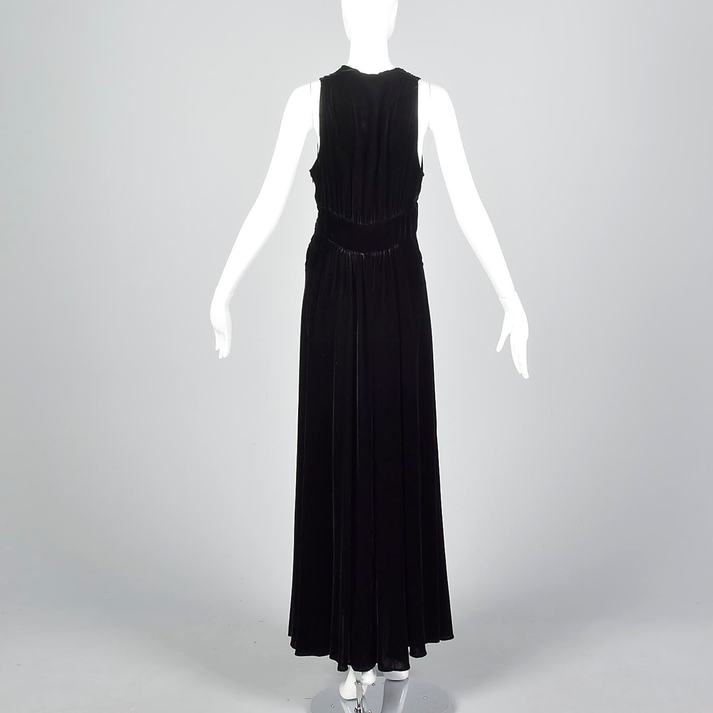 1930s Black Velvet Dress with Full Skirt