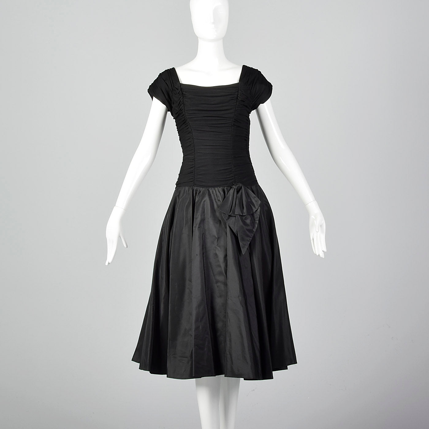1940s Black Taffeta Dress