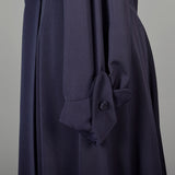1950s Blue Gabardine Hourglass Princess Coat with Full Sleeves