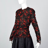 1980s Travilla Black Dress with Paisley Beaded Bodice