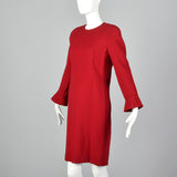 1980s Travilla Red Wool Dress